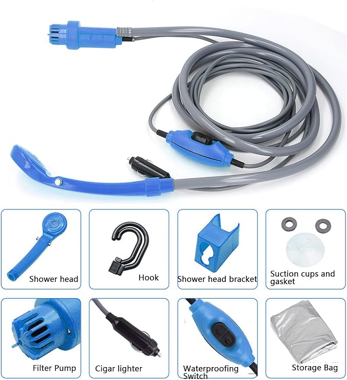 Ymiko Portable Camping Shower Kit Adjustable Water Leakproof Outdoor Showerhead Sprayer with 3D Water Outlets for Camping Hiking Pet Washing ABS Material 2.5 Lmin Rate