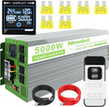 Newdeli 5000 Watt Power Inverter 24V DC to 110V/120V AC Converter 10000W Peak Pure Sine Wave Inverter with LCD Display Wireless Controller 4 AC Outlets and 3.4A USB for Vehicles Car Truck RV Solar