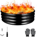 Raynesys 36 Inch Round Galvanized Fire Pit Ring Round Galvanized Fire Ring 3 Feet Diameter Round fire Pit Outdoor fire Pit for Backyard Camping Bonfire Black