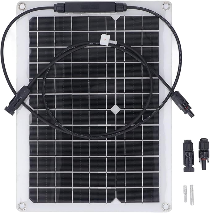 Hyuduo 15W Monocrystalline Solar Panel Flexible Solar Kit with Overload Protection for RV Camping Boat 12V Battery Charging Off Grid