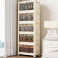 5 Tier - 48QT Storage Bins with Lids Collapsible Storage Bins with Doors and Wheels Plastic Storage Cabinet for Easy Storage and Organization for Living Room Office