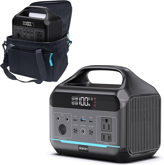 Portable Power Station 288Wh LiFePO4 Battery 600W Power Bank with AC Outlet Fast Charging 8.4LB Lightweight Solar Generator with Multi-Port Output for Outdoor Camping Travel and Emergency Backup