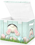 senya Easter Storage Baskets Collapsible Storage Bins with Lids Easter Bunny Bottom with Pink and Blue Eggs Storage Boxes Clothes Baskets for Organizing B06D22020 Pattern 3 One Size