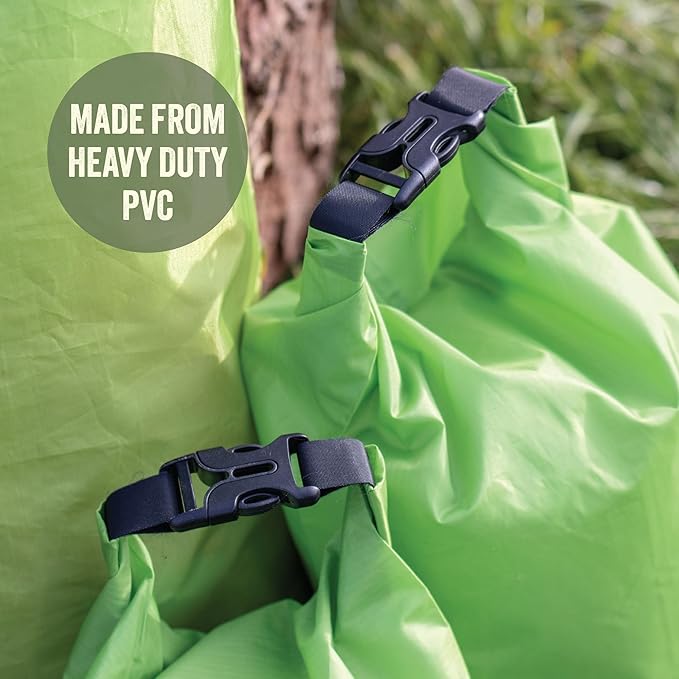 Milestone Camping Waterproof Dry Bags / Single Bag Or Set Of 3 / Roll Up Close / Easy To Spot Bright Green Or Orange Design / Great For Camping Fishing Skiing &amp Hiking Trips