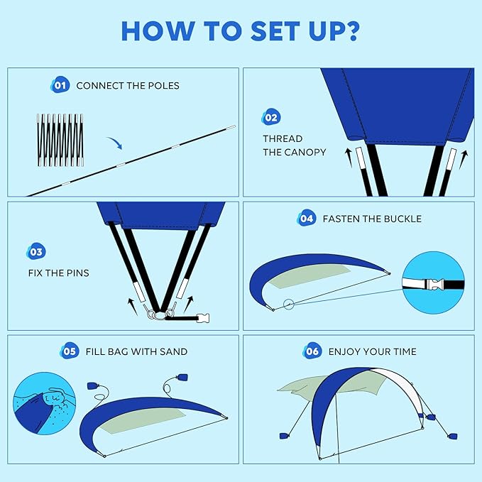 TOBTOS UPF 50+ Pop Up Beach Tent Easy Set Up Beach Umbrella Sun Shelter for 2-3 People UV Protection Portable Sunshade Baby Canopy Cabana Lightweight with Carry Bag
