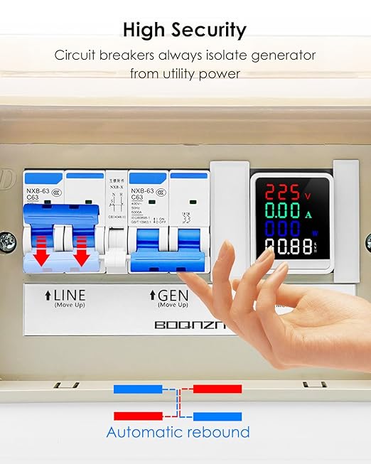 240V 60A Generator Transfer Switch Prewired Transfer Panel with Multi-Function Digital Display Manual Transfer Switch Kit for Portable Generators 15000 Watts Easy Wiring