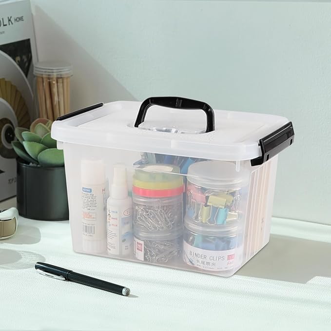 6.5 Quart Clear Storage Latch Box/Bins with Handle 4-Pack Plastic Container with Lid