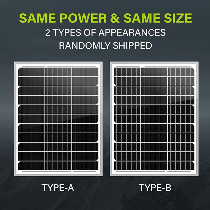 Newpowa 20W 12V Solar Panel Monocrystalline PV Module Designed for 12V Off Grid System RV Boat Camper Trailer Gate Opener