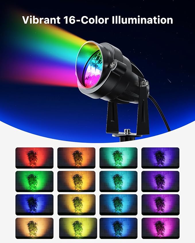 6 Pack Color Change Spotlights for Decor Lighting 120V Remote Waterproof Plug-in Multicolor Landscape Spot Light Uplight for Yard Decoration Tree Bush Status Indoor Plant Picture &amp Painting