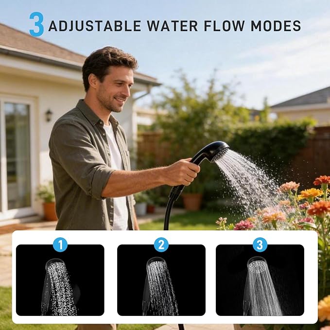 Portable Outdoor Electric ShowerTemperature and Battery Level Digital Display8000mAh BatteryIPX8 Waterproof and USB ChargingSuitable for Hiking/BackpackingOutdoor Camping ShowerBeachPets