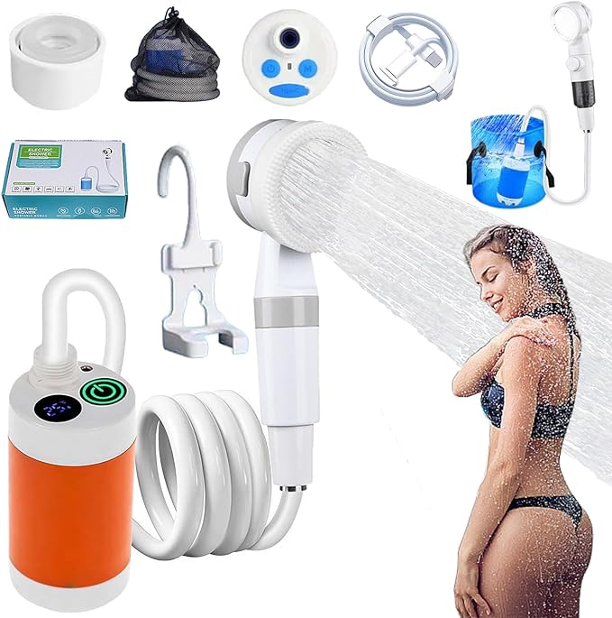 Portable Camping Shower Pump-Rechargeable Outdoor Shower Head Sprayer 2025 Portable Electric Camping Outdoor Shower with Digital Display &amp Multiple Spray Modes for CampingTraveling