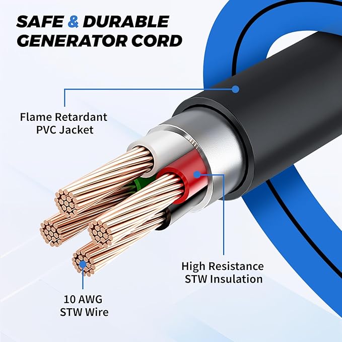 100FT 30 Amp Generator Cord 4 Prong NEMA L14-30P/L14-30R Generator Extention Cord Twist Lock Heavy Duty 10 Gauge Outdoor Extension Cable for RV Camper and Generator to House ETL Listed