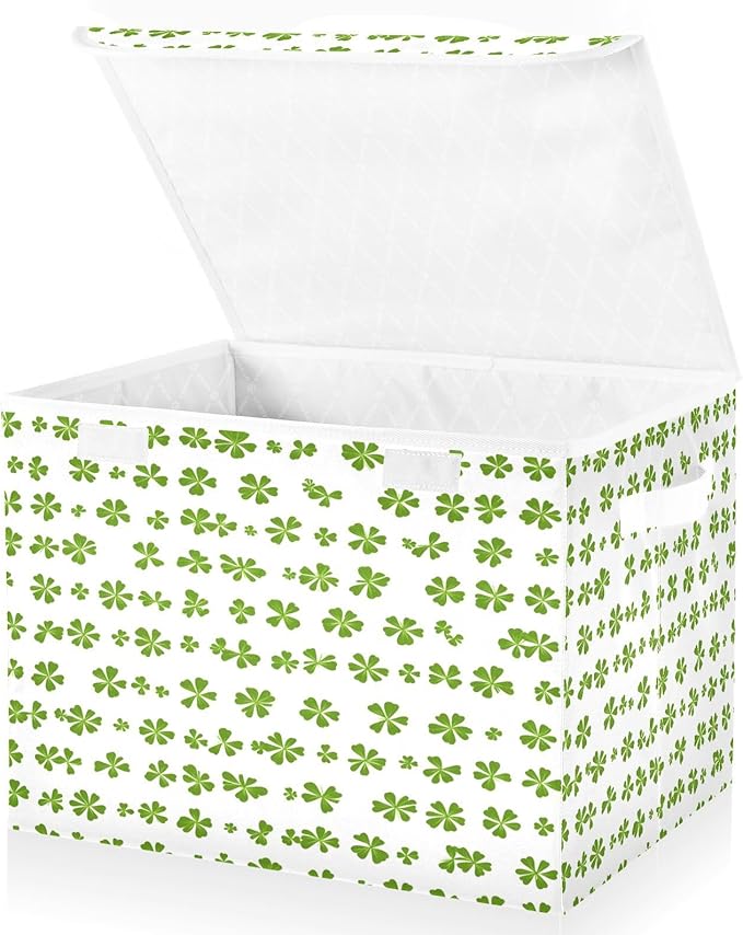 Cute Clover Fabric Storage Bins with Lids and HandleFoldable Storage Bins with LidsCloset Organizers for Clothes Storage Room Organization Office Storage Chest Organizer