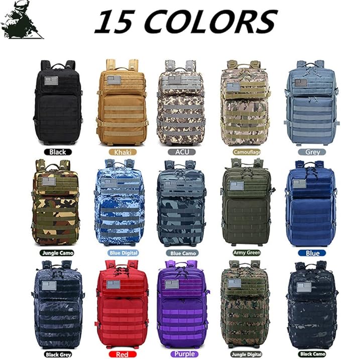 Military Tactical Backpack 45L Army 3 Days Assault Pack Bag Large Nylon 900D Mens Molle Rucksack