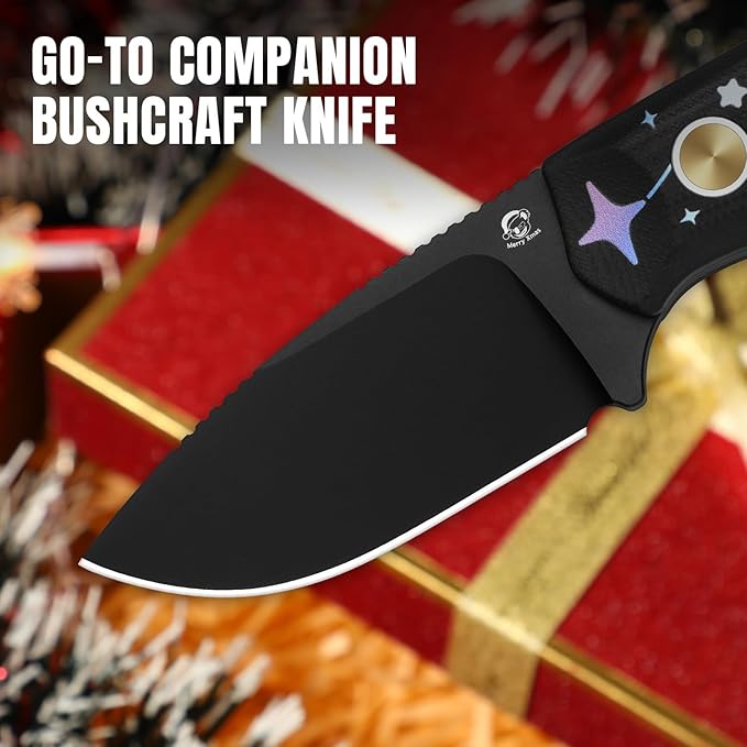 Kizer Beaver Fixed Blade Knife with Sheath 2.75 D2 Blade EDC Fixed Blade Camping Knife with Black G10 Handle Small Bushcraft Survival Knives Outdoor Hunting Knives for Men Women 1078MC1