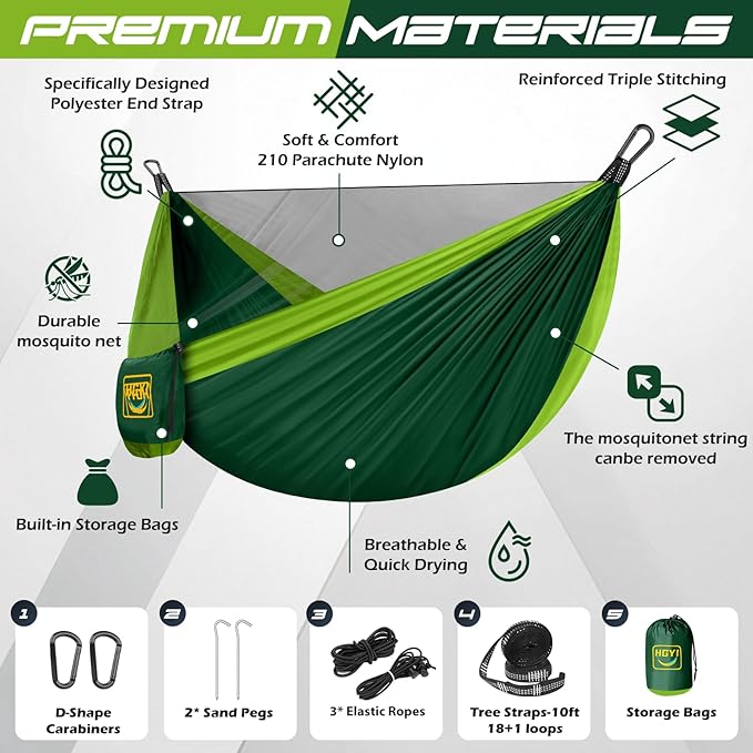 Camping Hammock Mosquito NetDouble &amp Single Portable Hammocks Hammocks with 2 Tree StrapsHammock Tent for Travel CampingCamping Accessories for Indoor Outdoor Hiking Backpacking Backyard Beach