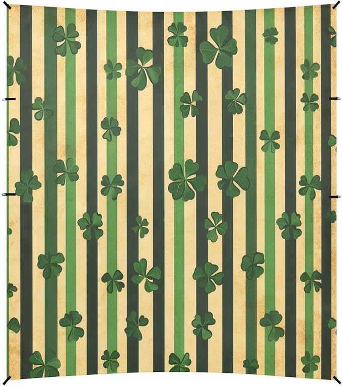 St Patrick Striped Clovers Beach Tent Sun Shelter Set UPF50+ UV Protection 10.5 x 9.19 FT Camping Shade Canopy with Sandbags Sand Anchors Carrying Bag and Others