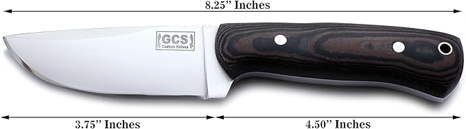 GCS Handmade D2 Tool Steel Machete Tactical Survival Hunting Knife with Micarta Handle Leather Sheath and Sharpening Stone - GCS113