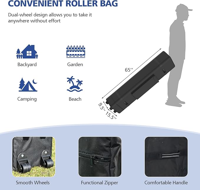 Tangkula 10x20 Ft Pop Up Canopy Tent Easy Set-up Outdoor Commercial Instant Tent with Roller Bag 3 Adjustable Heights Portable Folding Canopy with 200 Square Feet of Shade (Blue)