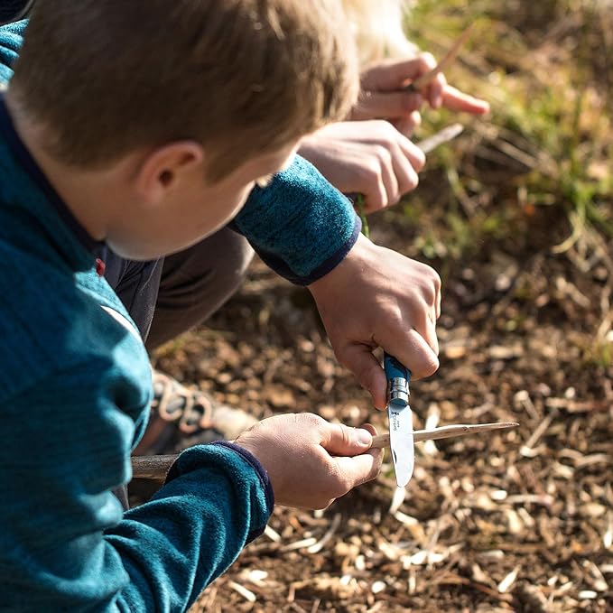 Opinel Outdoor Junior No. 07 Stainless Steel Folding Knife with Safety Rounded Tip Integrated Whistle Made in France