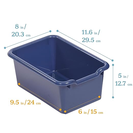 ECR4Kids Scoop Front Storage Bins Multipurpose Organization Navy 10-Piece
