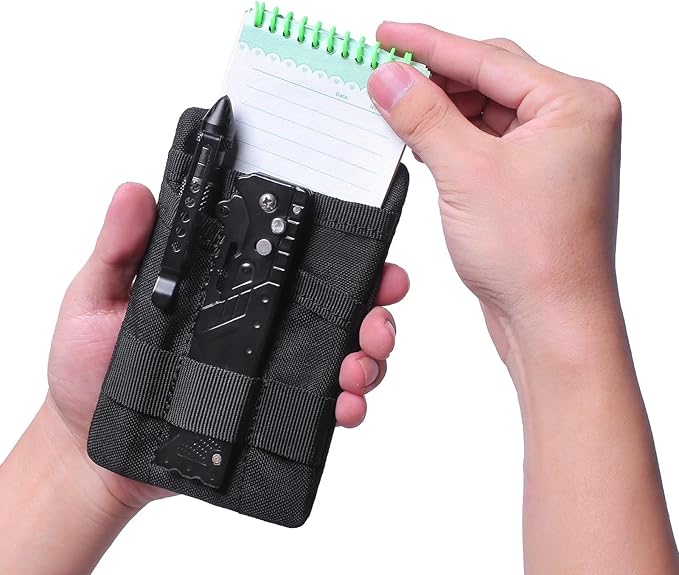 Tactical Compact Pocket Organizer Card Key Coin Everyday Carry Gear Pouch with Neck Lanyard MOLLE Zipper Utility Admin Bag