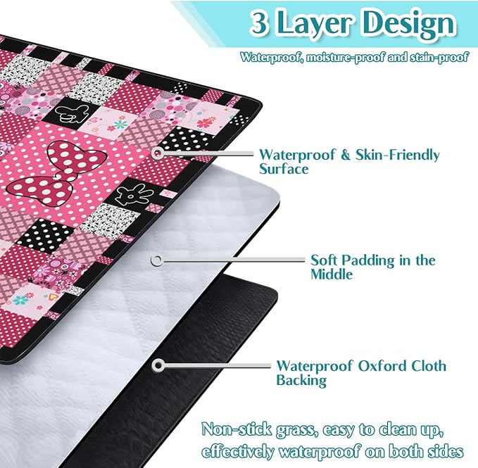 Pink Picnic Blankets Waterproof Foldable 60″X80″ Checkered Thick Picnic Mat Outdoor Blanket for Grass Cute Beach Blanket Sandproof Picnic Accessories for Camping Party Park Girls Gifts