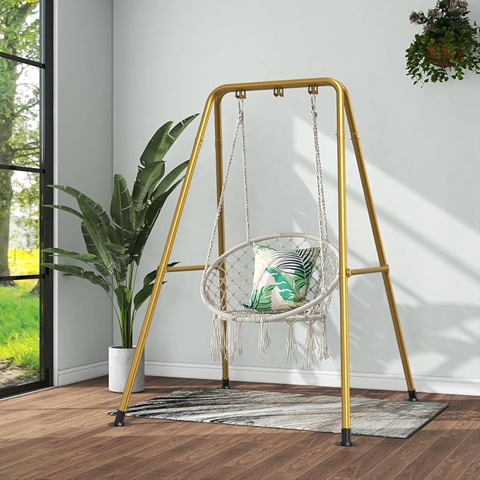 G TALECO GEAR Hammock Chair StandHeavy-Duty Steel Hammock Stand300LBS Multi-Use Swing Stand for Outdoor IndoorHammock Chair not Include (Gold)