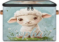 Custom Storage Basket with Name Personalized Storage Bins with Zipper Lid Foldable Fabric Storage Box Large capacity with Handle Flower Sheep