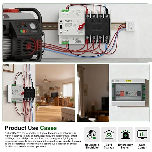 AC110V/120V 100Amp Automatic/Manual Transfer Switch 4P 50/60Hz 4Poles Mini ATS Auto Dual Power Switch Automatic Changeover Fast Transfer for Home Generator Soalr Rv and Lv Power