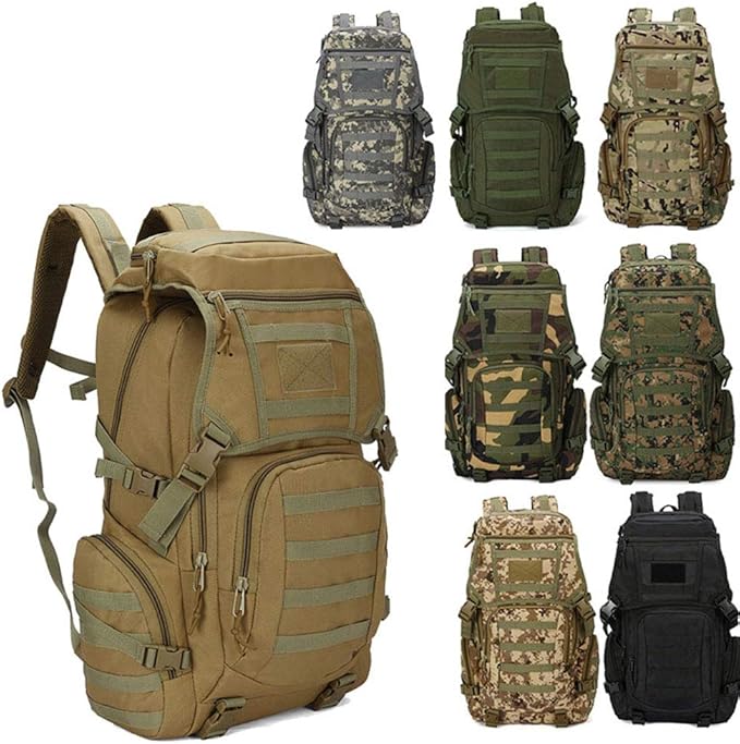 Outdoor Sports Pack Hiking Bag Tactical Rucksack Camo Knapsack Combat Camouflage Tactical Molle 50L Backpack - DW