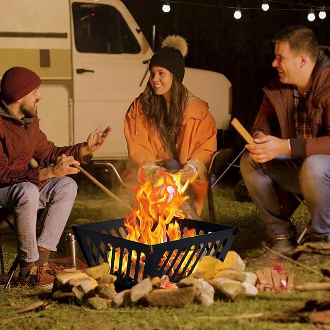 25 inch Portable Fire Pit for Outside Collapsible Plug Fire Pit Suitable for Camping Picnics Courtyards Garden Bonfires and Outdoor Firewood with Storage Bag