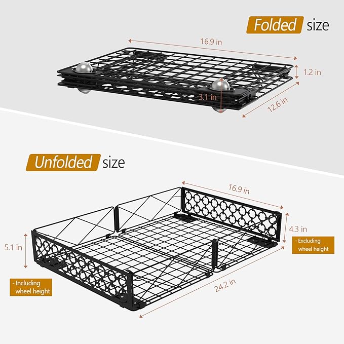 NADAMOO Under Bed Storage with Wheels 2 Pack Rolling Under Bed Storage ContainersFoldable Metal Under the Bed Organizer Bins for Bedroom Clothes Shoes Blankets