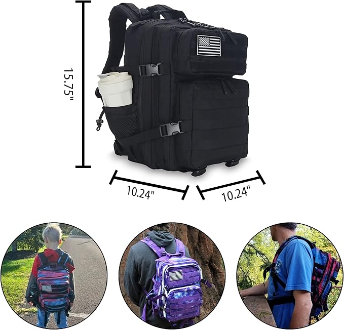 Lovelinks21 25L Tactical Backpack for Men and Women Military Backpack Small Assault Pack Molle Backpack Bug Out Bag Travel Rucksack Daypack (Black)