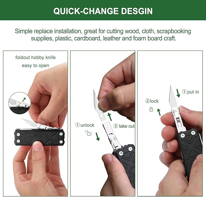 NexTool Pocket Tool E1 Pocket Knife Multi-Tool with Replaceable Folding Utility Knife Dual Head Screwdriver and Scissors Mini Multitool for EDC Carry Engraving Cutting and Repair Small Multitool