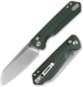 OLITANS G062 Folding Knife for EDC 14C28N Steel Blade Pocket knife Crossbar Lock Knife for Outdoor Survival Hunting and Camping 3.28oz（Micarta Green+Satin）