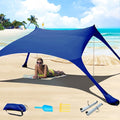 7×7 FT Beach Tent Sun Shelter UPF50+ UV Protection Outdoor Canopy Tent Sun Shade with 2 Poles for Camping Beach Fishing Backyard and Picnics Navy