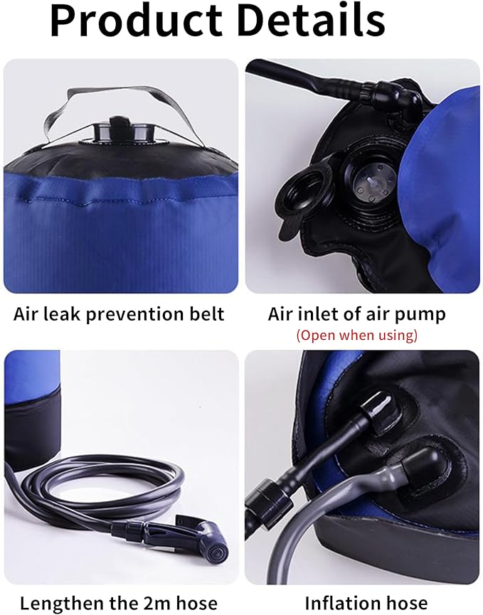 Naturehike Portable Shower for Camping Lightweight Outdoor Shower Bag with Hose and Head RV Shower for Beach Car Cleaning Camp Kitchen Traveling