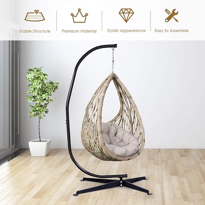 RELAX4LIFE Hammock Stand Heavy Duty Portable &amp Detachable C Stand for Hanging Hammock Air Porch Swing Chair Outdoor &amp Indoor Usage