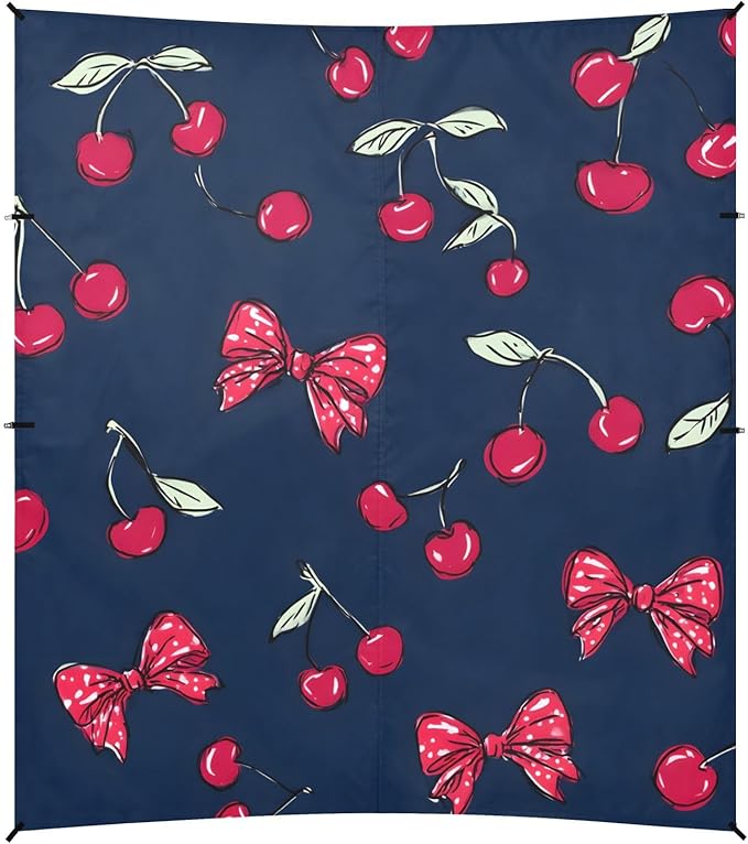 ALAZA Cherry Red Polka Dot Bow Pattern Beach Tent Sun Shelter Portable Canopy Sunshade for Outdoor Camping Picnics Backyard Fun 10x9 ft
