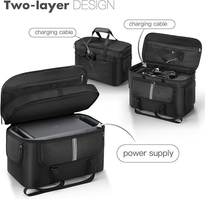 Soft Carrying Bag Compatible with DJI Power 1000 Portable Power Station Storage Case Cover for Outdoor Power Charging Cable and Accessories