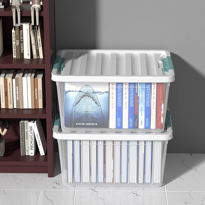35 Quart Plastic Clear Bins with Lids Plastic Storage Boxes 6 Packs