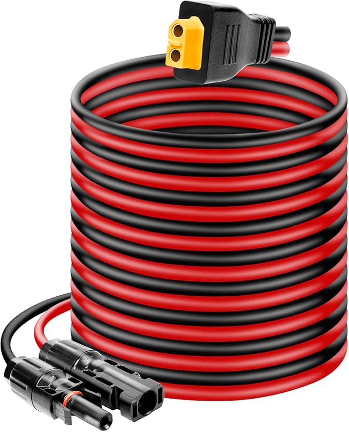 Ansoufien Solar Panel Connector to XT60 Connector Cable 30FT 10AWG Solar to XT60 Charge Extension Cable XT60 (Plug Female) Cable for RV Folding Solar Panel Portable Power Station Solar Generator