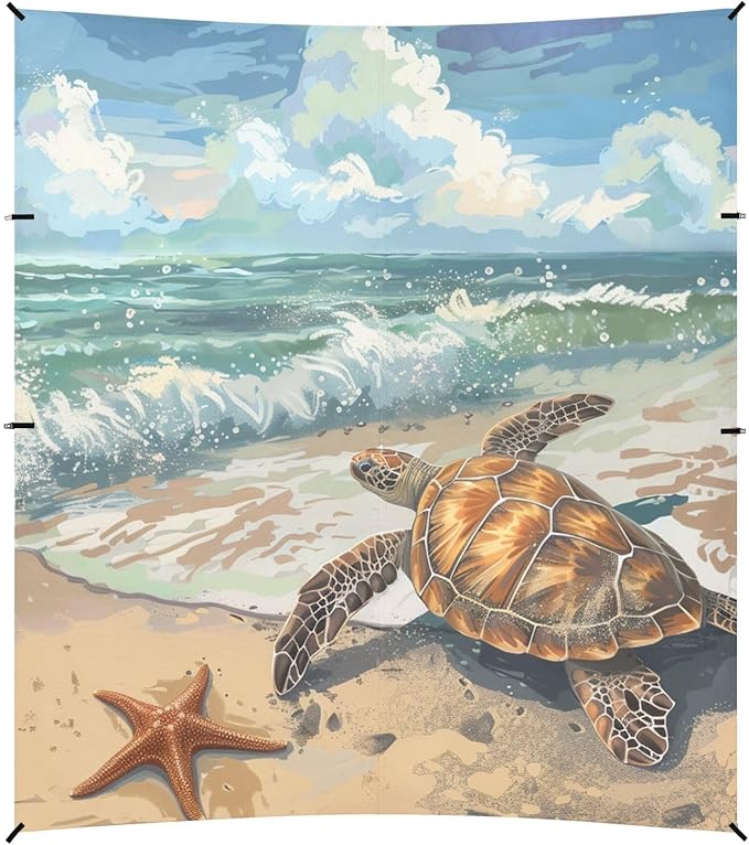 ALAZA Turtles Starfish Beach Beach Tent Sun Shelter Portable Canopy Sunshade for Outdoor Camping Picnics Backyard Fun 10x9 ft
