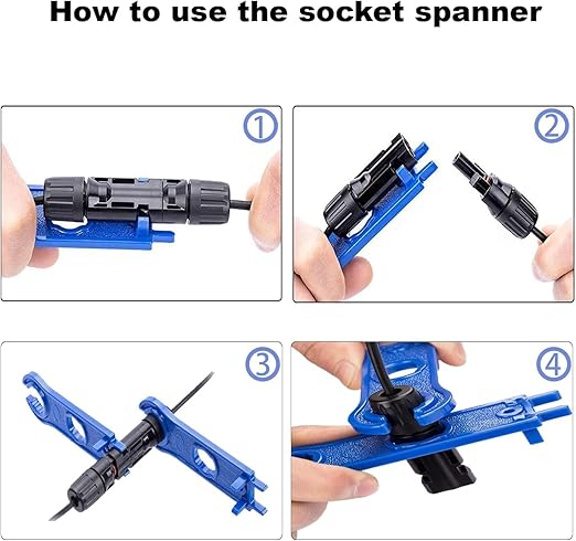 Solar Panel Crimping ToolCrimping Tool Kit with 10PCS Connectors and 2PCS Spanner Wrench and 2PCS Y Solar Connectors and Solar Wire Crimping Tool for PV Cable