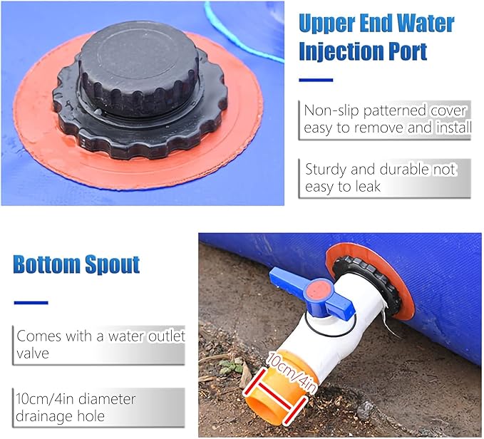 Foldable Portable Soft Water Bag Large Capacity Collapsible Storage Containers for Emergency/Temporary Water Storage Rectangular Cube Tanque De Almacenamiento De Agua/Rainwater Bag for Fire Protect