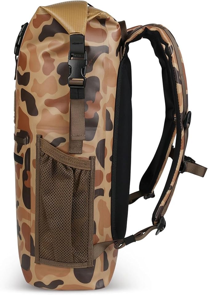 Yukon Outfitters Castor Waterproof Backpack | Roll-Top Dry Bag w/Padded Straps |Durable 25.5L Pack for Hiking &amp Outdoor Gear - Vintage Camo