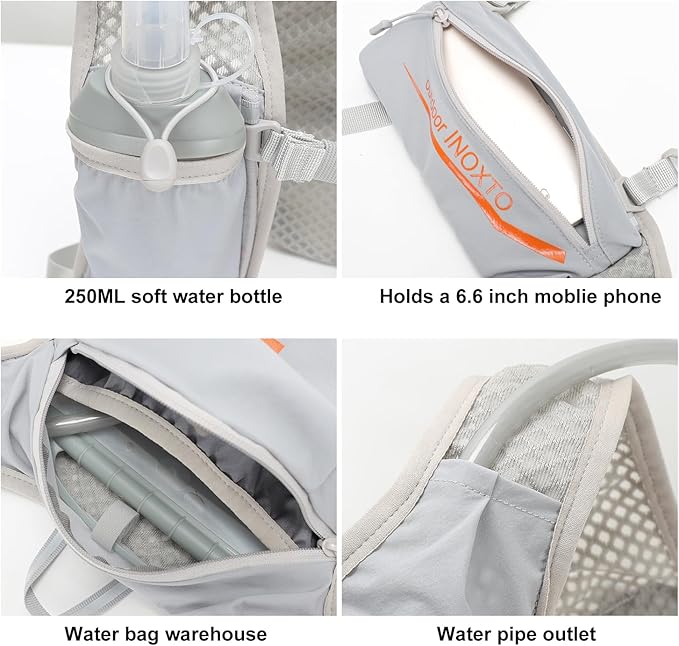 INOXTO Running Hydration Vest BackpackLightweight Insulated Pack with 1.5L Water Bladder Bag Daypack for Hiking Trail Running Cycling Race Marathon for Women Men