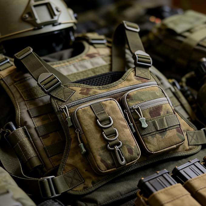 Tactical Chest Pack EDC Chest Bag Utility Molle Chest Rig Pouch with CCW Compartment Adjustable Strap Admin Pouch
