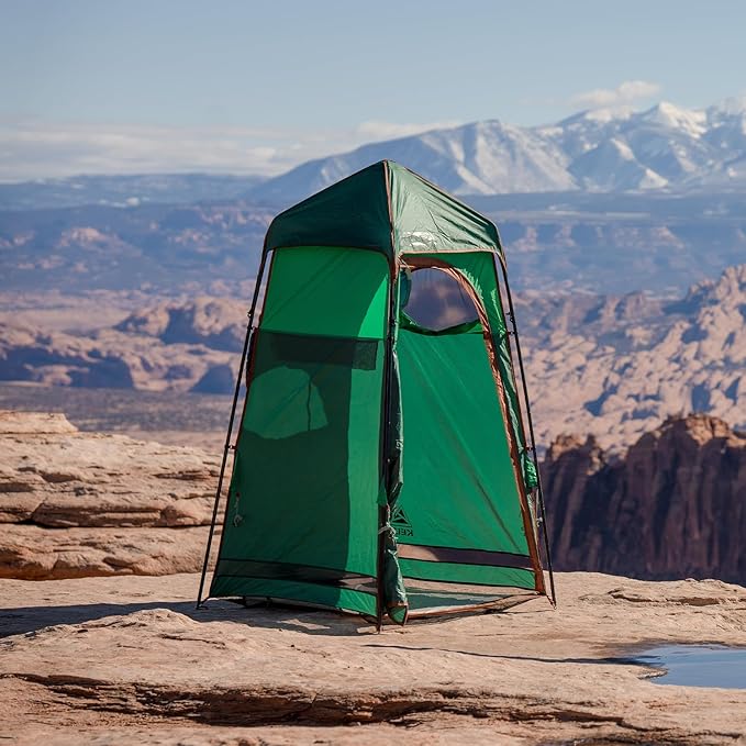 Kelty Discovery H2GO Privacy Shelter Campsite Shower and Changing Shelter Zippered Entry Steel Pole Frame Freestanding